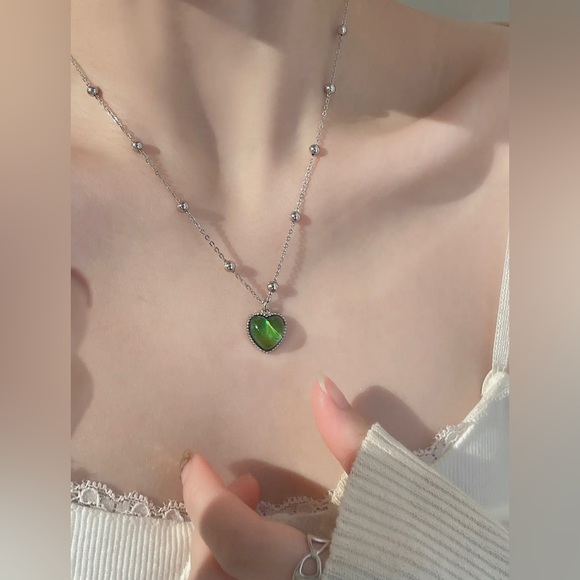 3 Pcs Stainless Steel Necklace Color Changing Heart-Shaped Mood Pendant - Picture 10 of 14